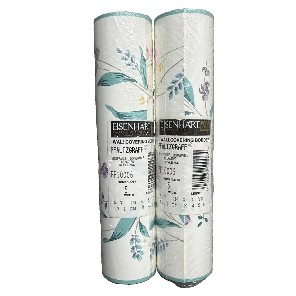 2 Pfaltzgraff APRIL Wallpaper Border NEW Sealed 5 Yds Ea Roll Eisenhart VTG Nos